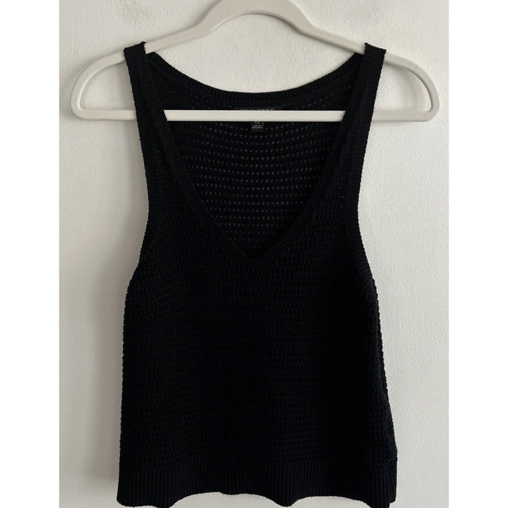 Banana Republic Crochet Sleeveless‎ Black Cotton Top Women's Size XS